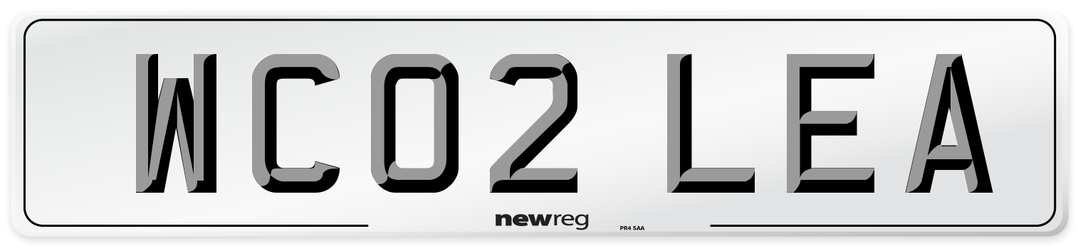WC02 LEA Number Plate from New Reg